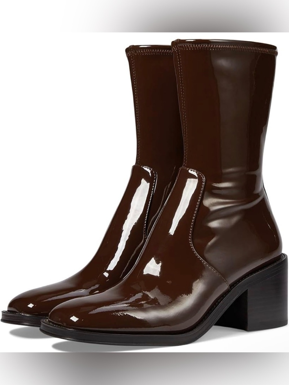 Loeffler Randall Nolan Patent Leather Bootie Mid-Calf Block Heel 5.5